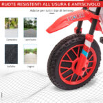 Moto da Cross Elettrica per Bambini da 3-5 Anni, Moto Elettrica per Bambini con Batteria 12V Ricaricabile e Rotelline Rimovibili, 106,5x51,5x68cm, Rosso - immagine 7