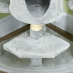 Albero Tiragraffi per Gatti Alto con Casette e Amache, 60x60x2cm, Grigio Chiaro - immagine 8
