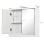Armadietto Bagno a 2 Ante con Specchiera e Ripiano Regolabile in MDF, 48x14,5x45cm, Bianco - immagine 3
