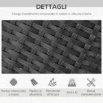 Set Tavolo e Sedie da Giardino 7 Pezzi in PE Rattan e Legno con Cuscini Morbidi, Nero - immagine 7