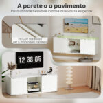 Mobile Porta TV fino a 55" Sospeso o a Terra, Ante Soft Close, Foro Passacavi e Ripiano in Vetro, Bianco - immagine 4