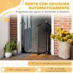 Cancellino per Cani Estensibile a Pressione con Chiusura Automatica, Acciaio e ABS, 75-82x76 cm, Nero - immagine 5