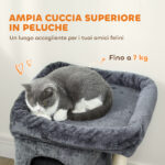 Torre per Gatti Fino a 7 kg con 2 Casette e Lettino, Palo in Sisal e Rivestimento Peluche, Grigio Scuro - immagine 4
