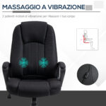 Poltrona da Ufficio Massaggiante ad Altezza Regolabile, 60x74x106-116cm, Nera - immagine 4