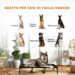 Lettino per Cani Rialzato con Borsa da Viaggio, in Metallo e Tessuto Oxford, 122x92x23 cm, Nero - immagine 4