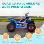 Quad per Bambini 18-36 Mesi in PP e Metallo, Velocità max 2,5 km/h, 70x41,5x48,5 cm, Blu Grigio e Nero - immagine 6