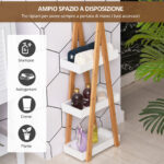 Scaffale Bagno 3 Ripiani in MDF e Bambù, 30x18x81cm, Colore Legno e Grigio - immagine 4