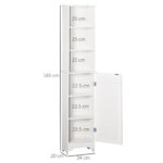 Colonna Bagno con Ripiano a 3 Livelli e Armadietto Chiuso, in MDF e Truciolato, 34x20x165 cm, Bianco - immagine 3