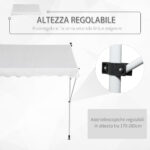 Tenda da Sole da Esterno 2x1,5m a Rullo con Manovella, Altezza e Angolazione Regolabile, Bianco - immagine 4