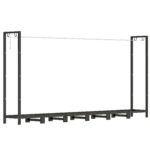 Legnaia da 0,8m³ Regolabile con Telo Impermeabile e Catene in Acciaio, 235x31x116 cm, Nero