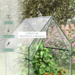 Mini Serra da Giardino con 2 Porte Avvolgibili e Copertura in PE 90x90x145cm, Trasparente - immagine 5