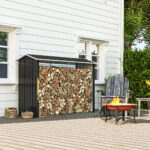 Legnaia con Struttura in Acciaio Galvanizzato e Base rialzata, 240x 86x160cm, Nero - immagine 8