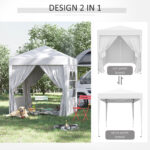 Gazebo Pieghevole Pop Up 2x2 m con 4 Pareti Rimovibili in Poliestere e Acciaio, Bianco - immagine 5