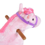 Cavallo a Dondolo per Bambini 2+ Anni con 4 Rotelle, Suoni Realistici e Poggiapiedi, 65x28x75 cm, Rosa - immagine 9