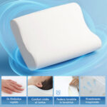 Cuscino Cervicale in Memory Foam a Doppia Altezza con Copertura Rimovibile, 60x40x10/12 cm, Bianco Crema - immagine 4