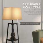 Lampada da Terra in Metallo e MDF a 3 Ripiani con Paralume in Tessuto, Ø42x166 cm, Nero e Beige - immagine 7