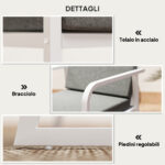 Set da Esterno 3 Pezzi con 2 Sedie con Braccioli e Cuscini e Tavolo con Piano in Vetro, Bianco - immagine 7