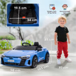 Auto Elettrica per Bambini 3-5 Anni con Telecomando, Sospensioni e Clacson, 103x58x41 cm, Blu e Nero - immagine 3