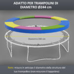 Copertura Tappeto Elastico Ø244x30 cm Pieghevole e Portatile, in Plastica, PE e Schiuma, Multicolore - immagine 4