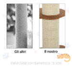 Tiragraffi ad Albero per Gatti con Cuccia, Cuscino, Rivestimento Peluche e Pali in Corda Sisal - immagine 6