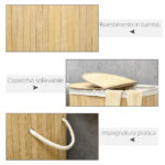 Cesto Portabiancheria a 2 Sezioni, 2 Coperchi e Capacità 1L con Sacca Interna Removibile, 62,5x37x60,5 cm - immagine 7