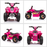 Quad per Bambini Elettrico con Batteria Ricaricabile 6V, e Velocità 2,8-4,6km/h, 72x40x45,5 cm, Rosa - immagine 8