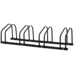 Rastrelliera Portabiciclette Parcheggio per 4 Biciclette in Acciaio, 110x33x27 cm, Nero
