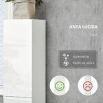Colonna Bagno con Cassetto e 2 Armadietti Bianco Lucido, 30x28x170cm - immagine 5