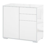 Mobiletto 2 Cassetti e 2 Ante, Apertura a Pressione, Mobile con 2 Cassetti e 2 Ante per Casa e Ufficio, 79x36x74cm, Bianco Opaco