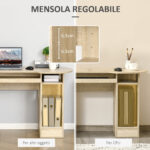 Scrivania da Ufficio PC con Cassetti e Ripiani in Legno, 125cm, Marrone - immagine 6