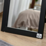 Specchio da Terra e Parete con Supporto Richiudibile e Cornice in MDF, 37x48x152cm, Nero - immagine 9