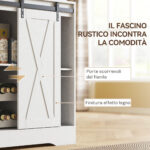 Credenza Cucina con Prese Elettriche, Luce LED, Portabottiglie e Ante Scorrevoli, 1x38x180 cm, Bianco - immagine 7