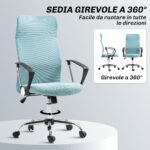 Sedia Ergonomica da Ufficio Girevole, Altezza Regolabile e Schienale a Rete, 63x65x109-119 cm, Verde Chiaro - immagine 5