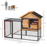 Gabbia per Conigli con Casetta, Rampa e Area Aperta, Conigliera in Legno e Metallo Giallo Chiaro, 122x63x92cm - immagine 3