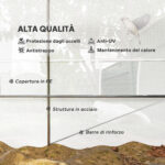 Serra a Tunnel 8x3x2 m con Rivestimento in Plastica e Acciaio Rinforzato, Bianco - immagine 4