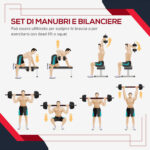 Set 2 Manubri Convertibili in Bilanciere, 25kg Totali con 12 Dischi Pesi Acciaio e Plastica Allenamento a Casa - immagine 5