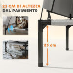 Lettino per Cani con Copertura a 3 Lati Rimovibile, in Poliestere e Acciaio, 122x92x94 cm, Grigio Chiaro e Nero - immagine 5
