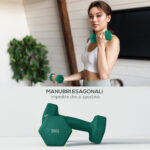 Set 6 Manubri Pesi (2x1 kg, 2x2 kg, 2x3 kg) da 12 kg con Supporto/Kettlebell, in Metallo e Plastica Multicolore - immagine 7