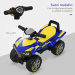 Quad Giocattolo per Bambini 18-36 Mesi con Licenza GOODYEAR con Luci e Suoni Realistici, Blu e Giallo, 60x31x42cm - immagine 4