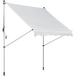 Tenda da Sole da Esterno 2x1,5m a Rullo con Manovella, Altezza e Angolazione Regolabile, Bianco