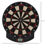 Bersaglio a freccette elettronico in PP con 6 Freccette e Tabellone segna Punti, 44x39,5x 2,2cm, Nero - immagine 3