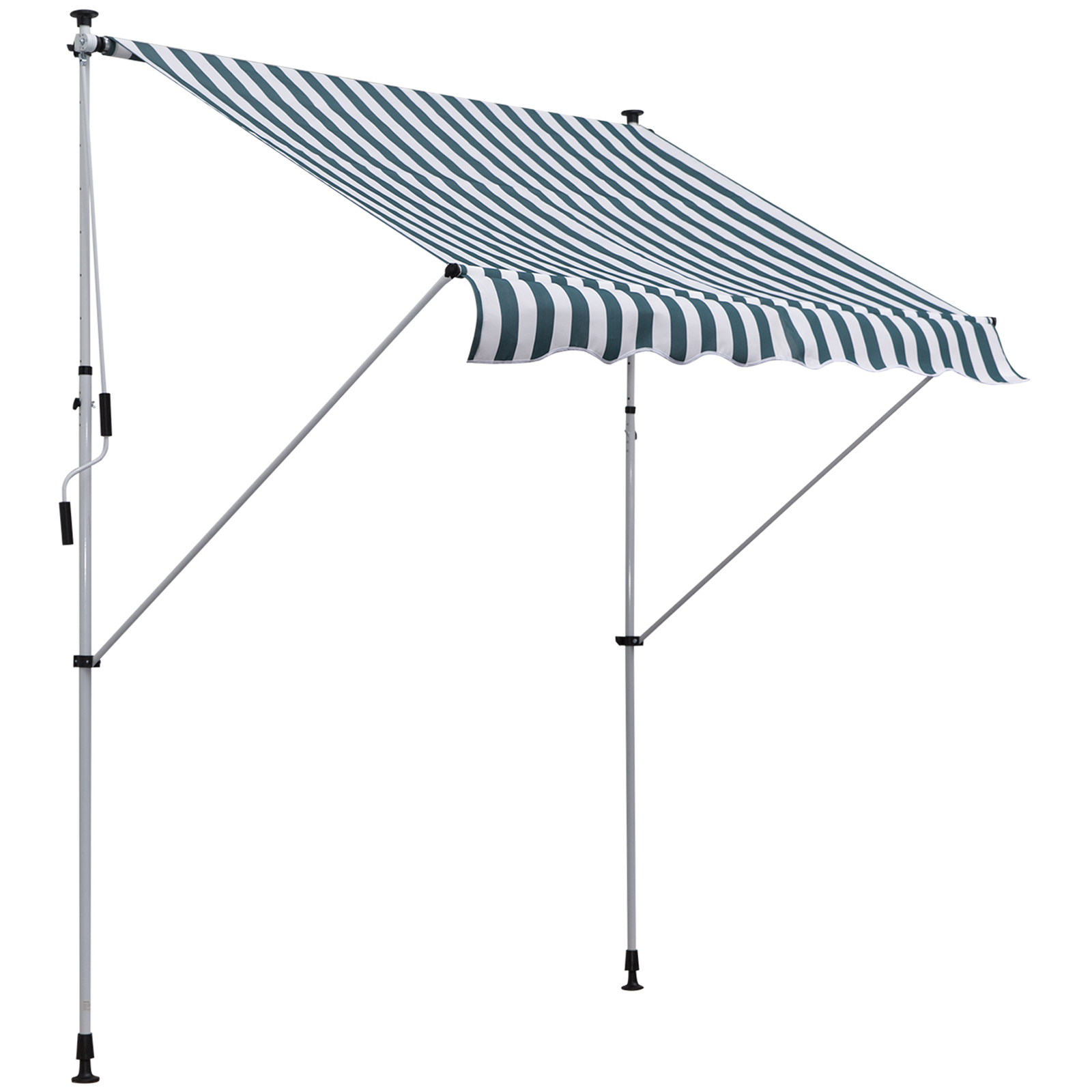KUq98a184403f7b74.jpg Tenda da Sole da Esterno 2x1,5m a Rullo con Manovella, Altezza e Angolazione Regolabile, Bianco e Verde - immagine 1