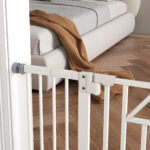 Cancelletto per Cani taglia Piccola e Media con Chiusura Automatica, in Acciaio e PA, 74-1x76 cm, Bianco - immagine 9