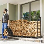 Legnaia da 0,8m³ Regolabile con Telo Impermeabile e Catene in Acciaio, 235x31x116 cm, Nero - immagine 2