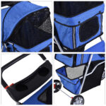 Passeggino per Cani Pieghevole in Tessuto con Cestino e Portabicchieri, 75x45x97 cm, Blu - immagine 9