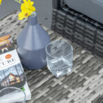 Tavolino in Rattan Sintetico da Esterno e Giardino Grigio - immagine 9