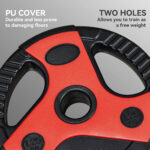Set Bilanciere e Dischi da 20kg totali con Impugnatura in PU Antiscivolo, Ø17x140 cm, Nero e Rosso - immagine 8