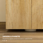 Mobiletto Bagno Sottolavabo Sospeso a 2 Ante con 2 Ripiani in Legno, Colore Naturale - immagine 6