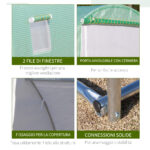 Serra a Tunnel 3x3x2m con Porta e 6 Finestre, Doppia Copertura in PE e Struttura in Acciaio - immagine 6