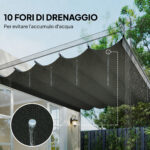 Tettuccio di Ricambio per Gazebo 4x3 m con 10 Fori di Drenaggio, Grigio Chiaro - immagine 6